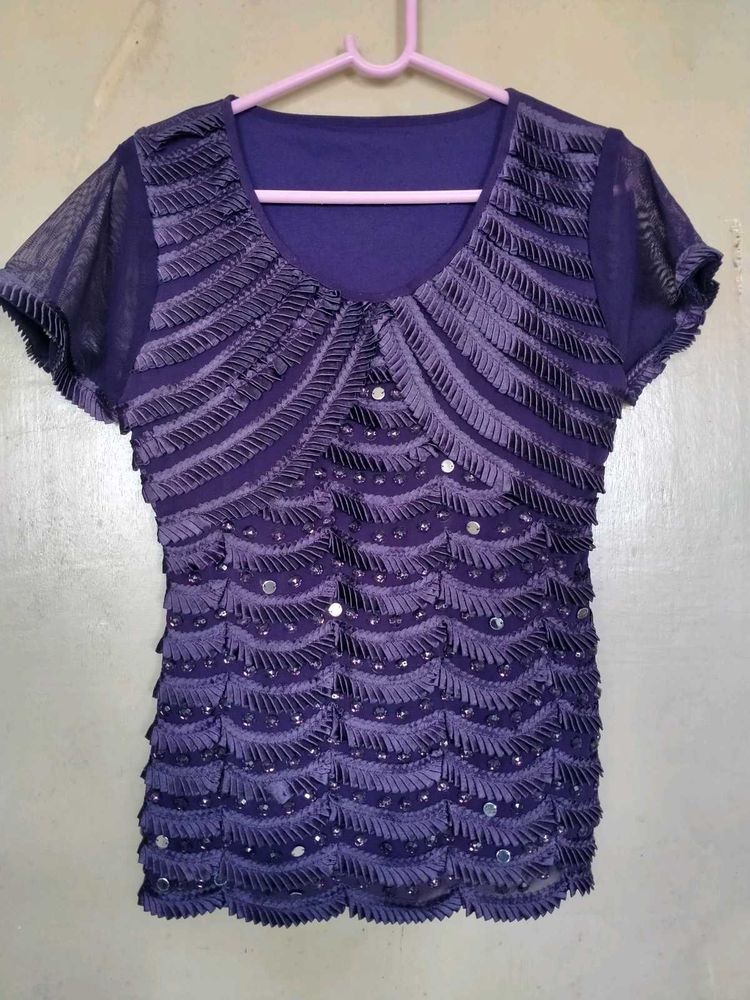Purple Embellished Top
