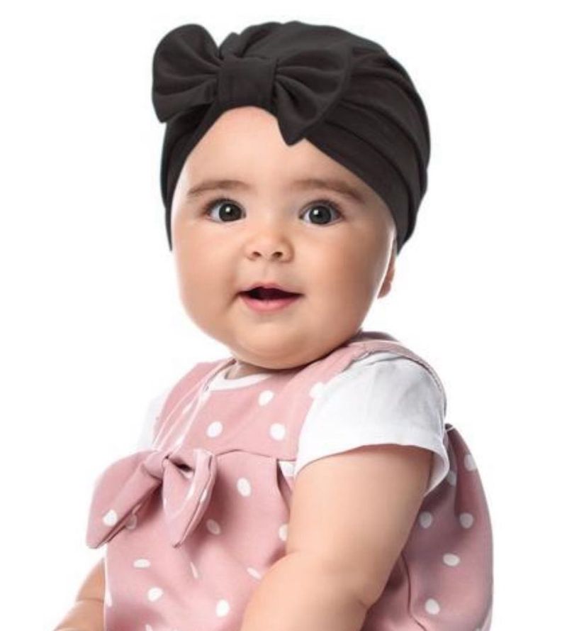 Cute Black Baby Bow Turban Pack Of 6