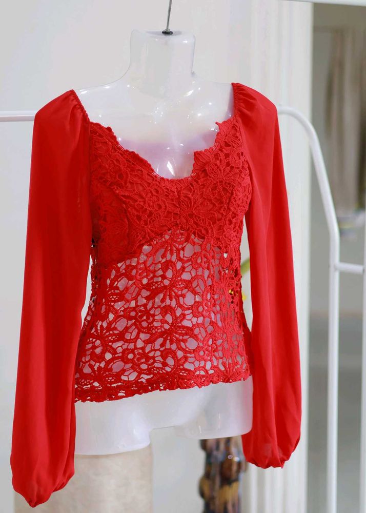 SHEIN Red lace Top