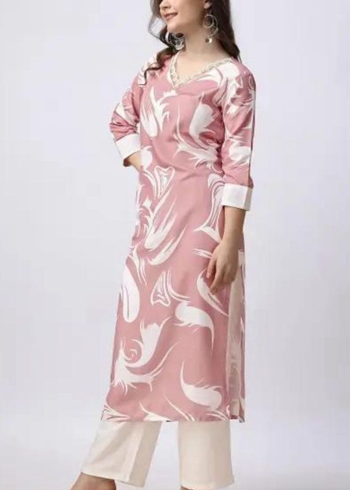 Pink &amp; White Printed Kurti