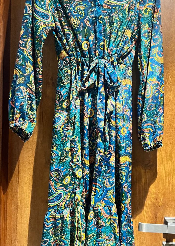 Paisley Print Long Sleeve Dress