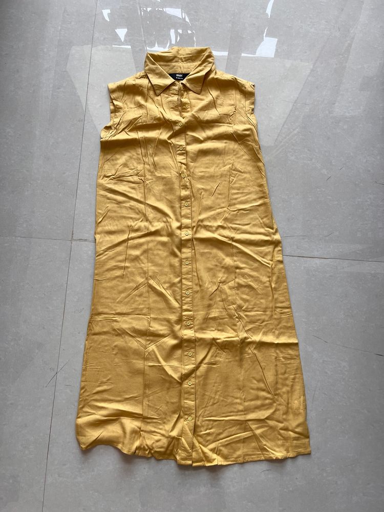 MAX yellow sleeveless T-shirt dress with belt