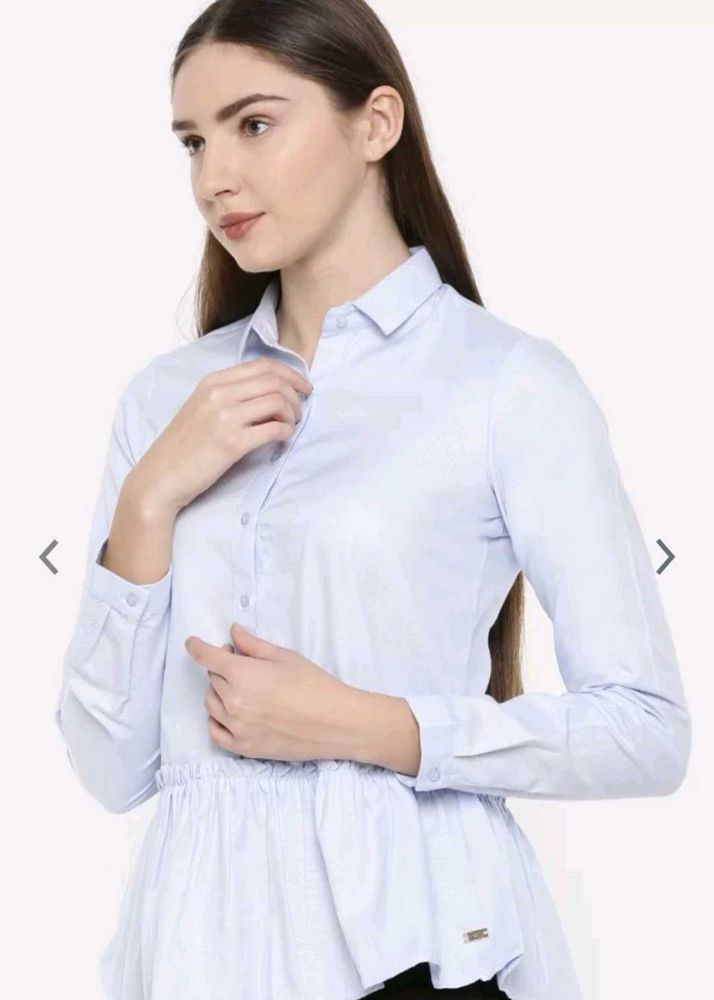 Park Avenue Light Blue Peplum Blouse