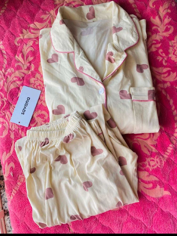 Heart Print Pajama Set