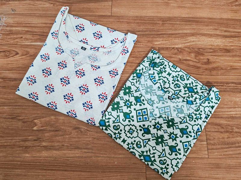 Printed Cotton Short Kurtas