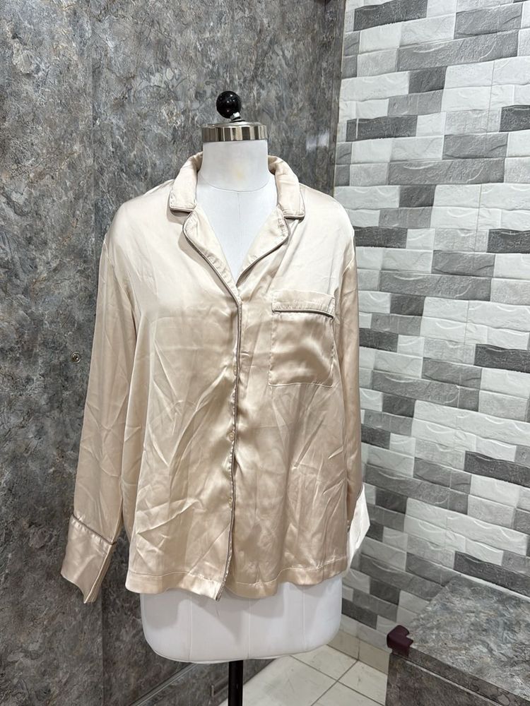 Beige Satin Shirt