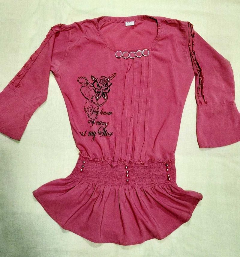 Rose Graphic Top with Bell Sleeves