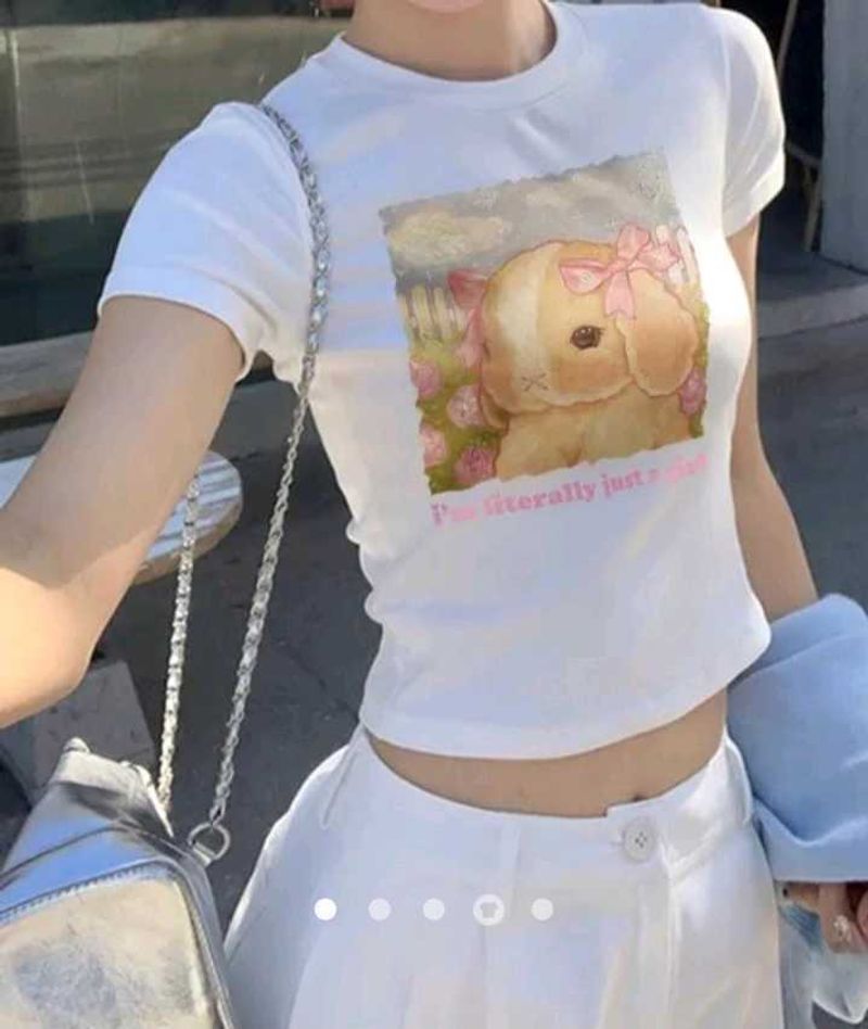 WHITE BABY TEES TOP FOR WOMEN 🤍🐰