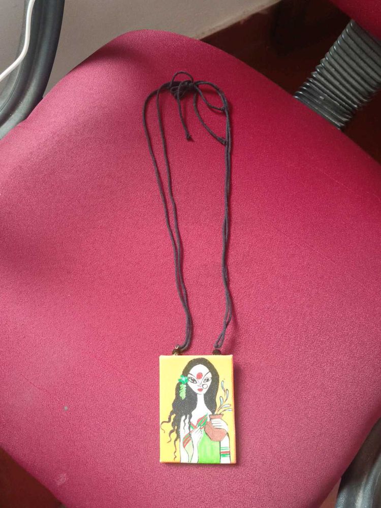 Hand-painted Lady On Canvas Chain