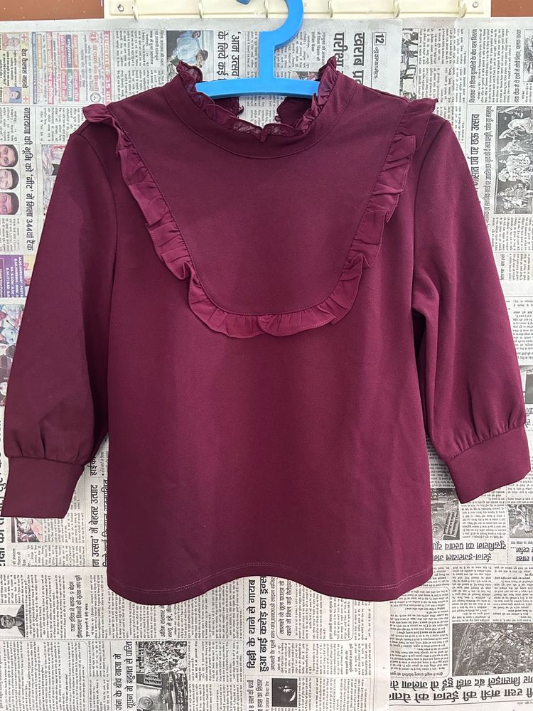 COVER STORY Ruffled Mock Neck Top
