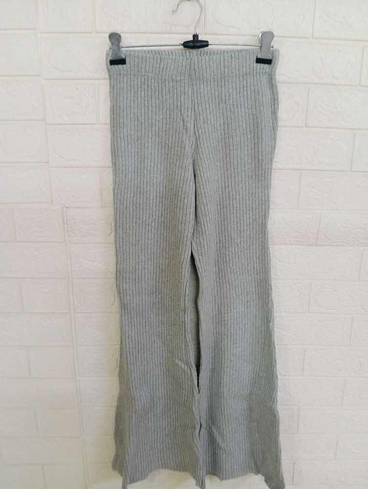 Gray Knit Flare Pants