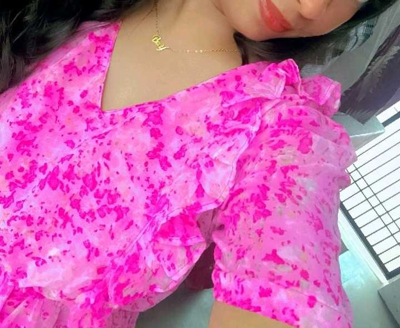 Pink Floral Ruffle Dress