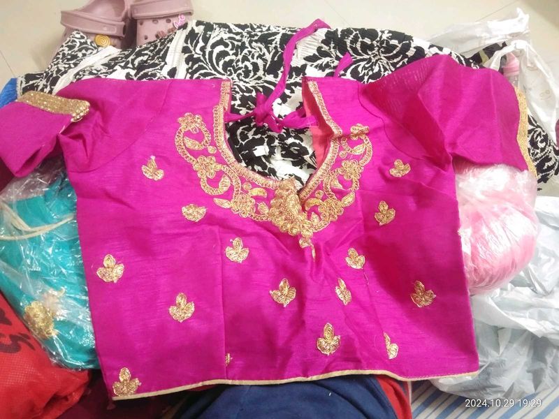 Pink &amp; Gold Embellished Blouse