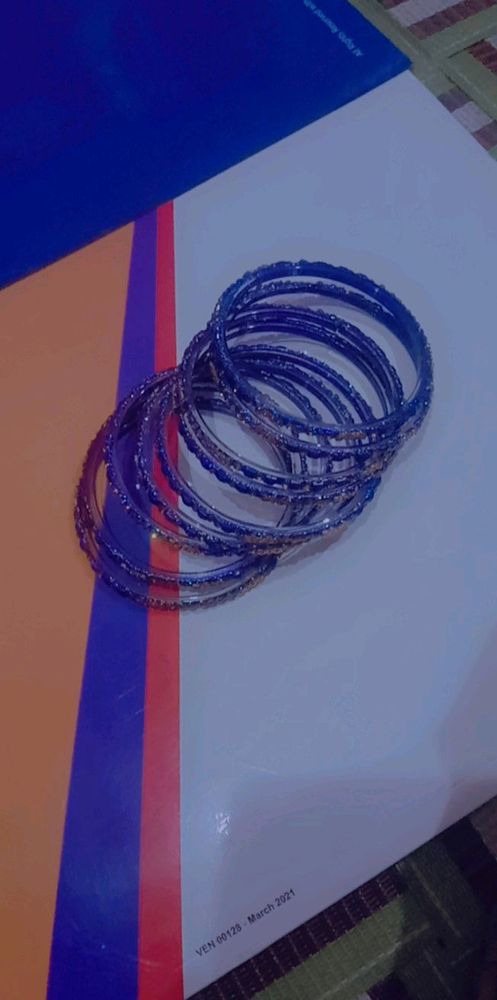 bangles for blue and golden color for party wear so pretty