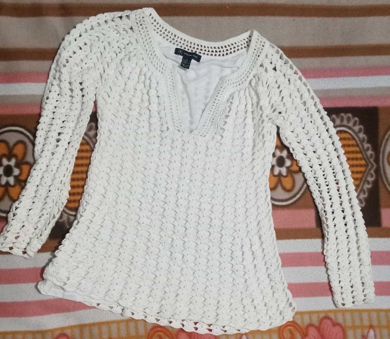 White Crochet Top
