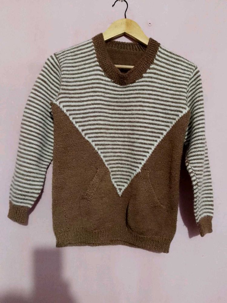 Striped Brown Knitted Sweater