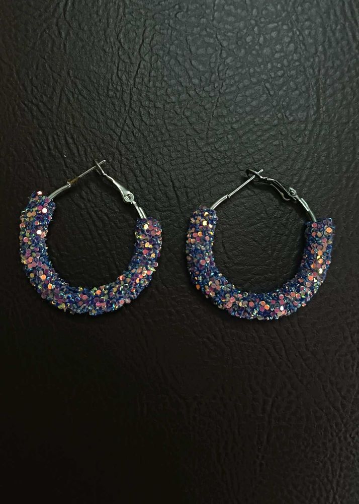 Sparkly Hoop Earrings Purple!!