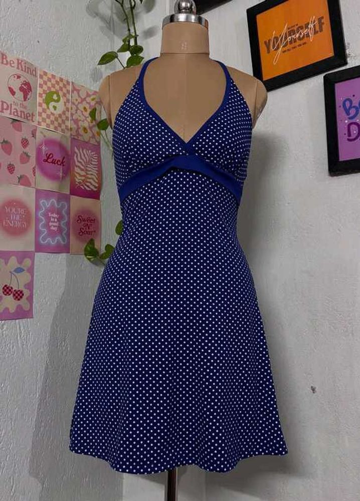 Retro Polka Dot Halter Dress