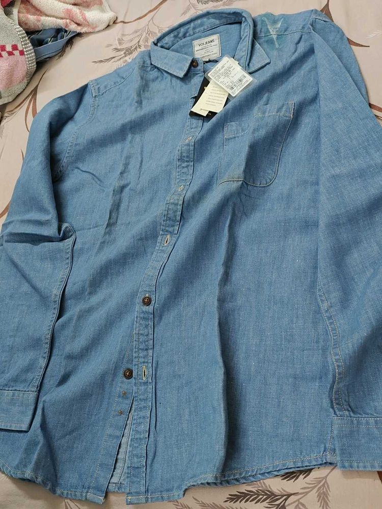 cotton linen blue smart shirt new