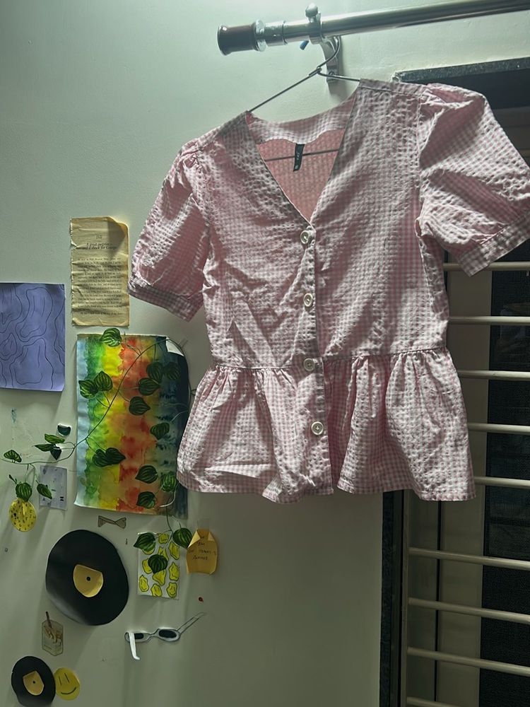 Cute Pink Gingham Top