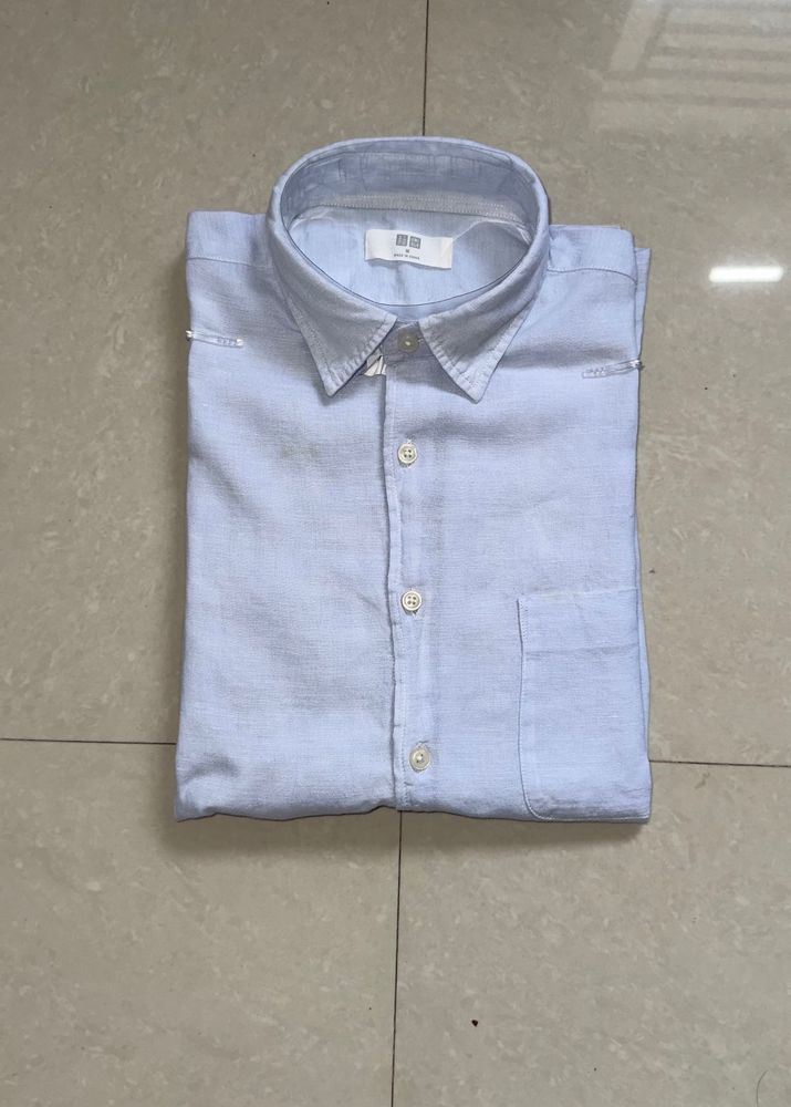 Uniqlo Linen Sky Blue Shirt