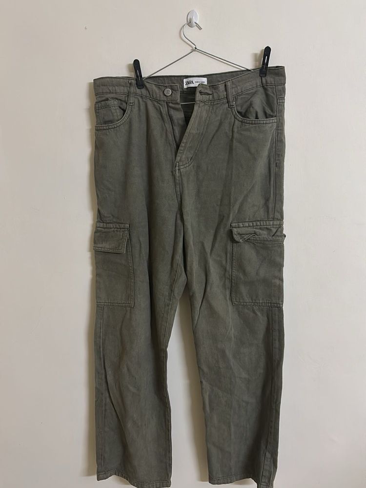 Zara Olive Green Cargo Pants