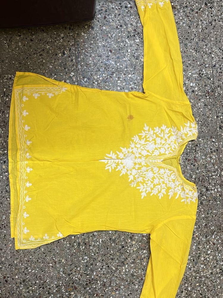 Yellow Embroidered Kurta
