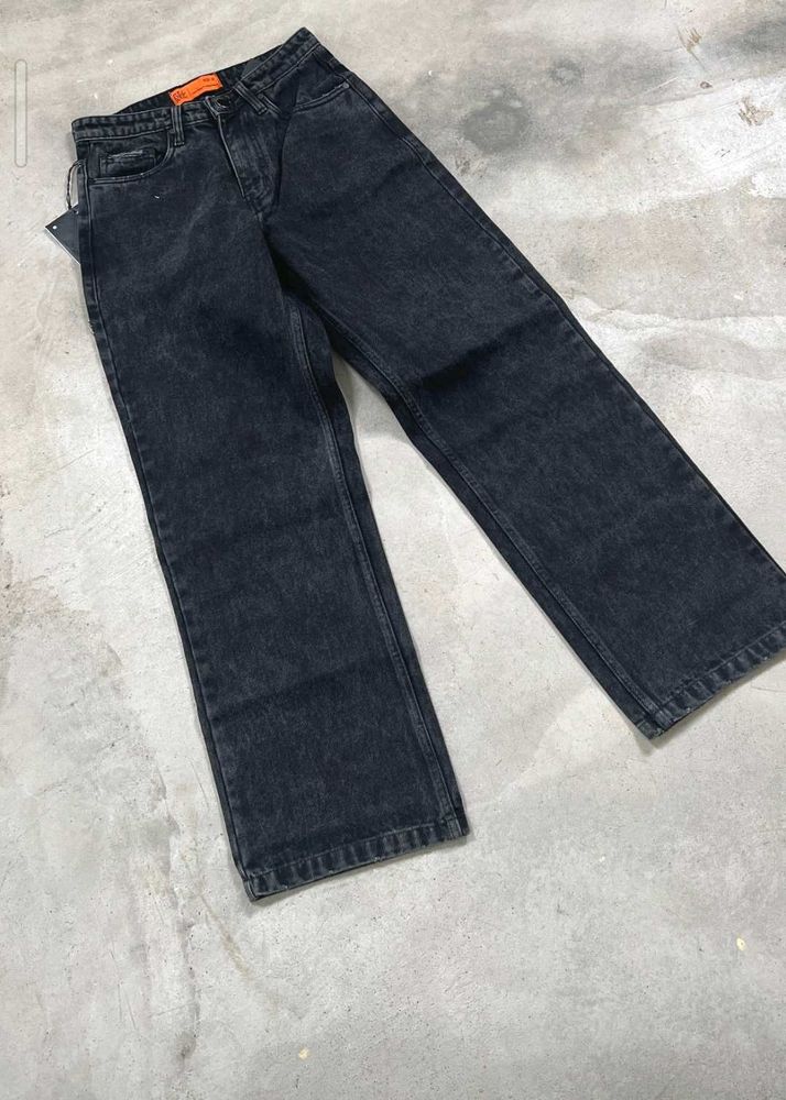 Black Wash Wide Leg Jeans