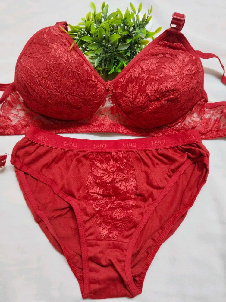 Red Lace Bra &amp; Panty Set