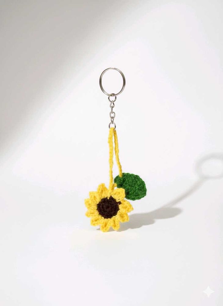 Crochet Sunflower Keychain