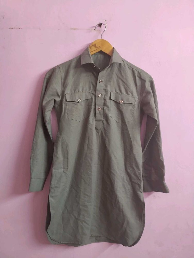 Men's Casual Grey Kurta Shirt