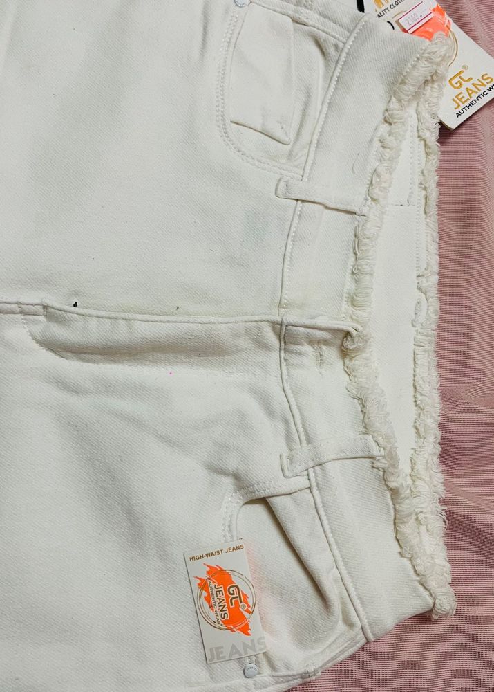 High Waist White Jeans