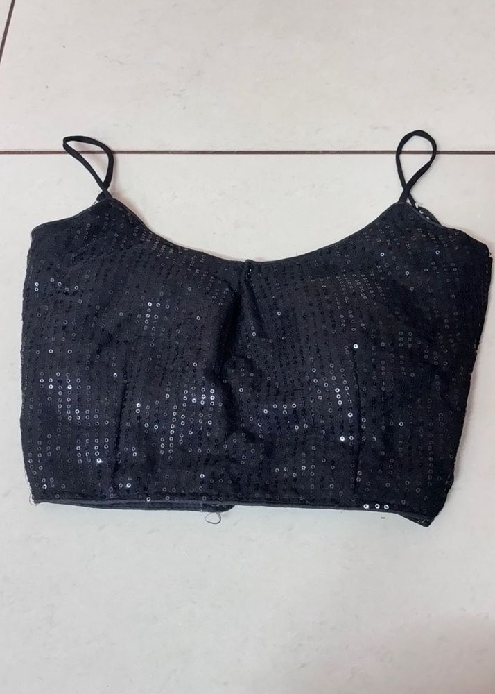 Y2K Sequined Black Blouse