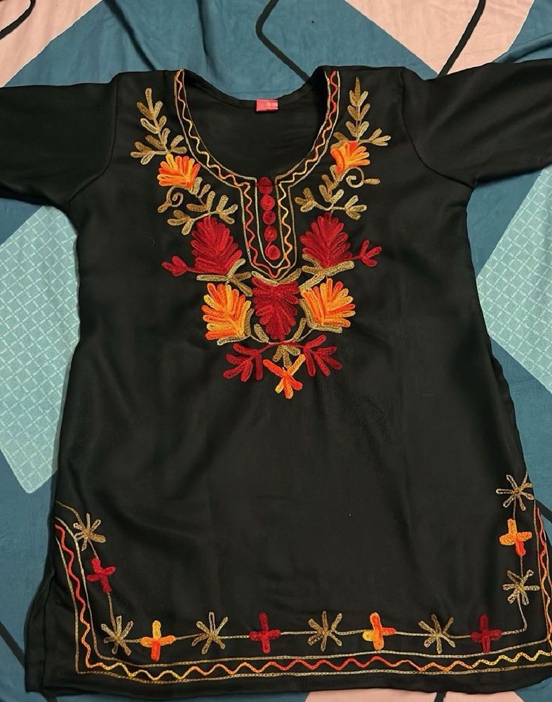 Embroidered Black Kurta