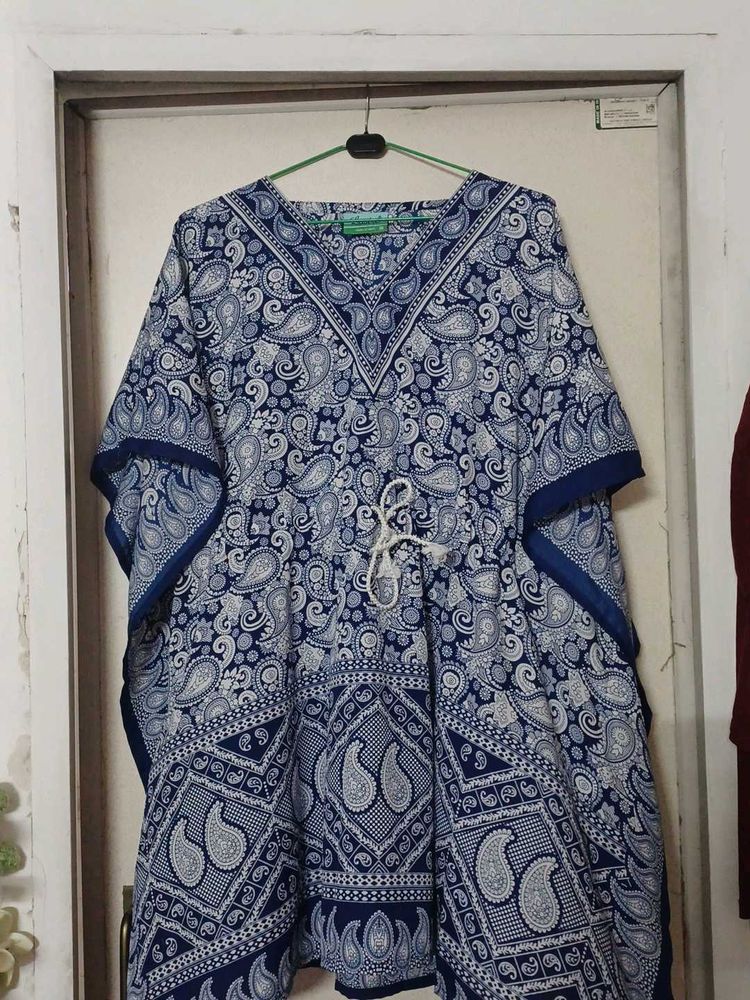 Paisley Print  Blue Kaftan Top