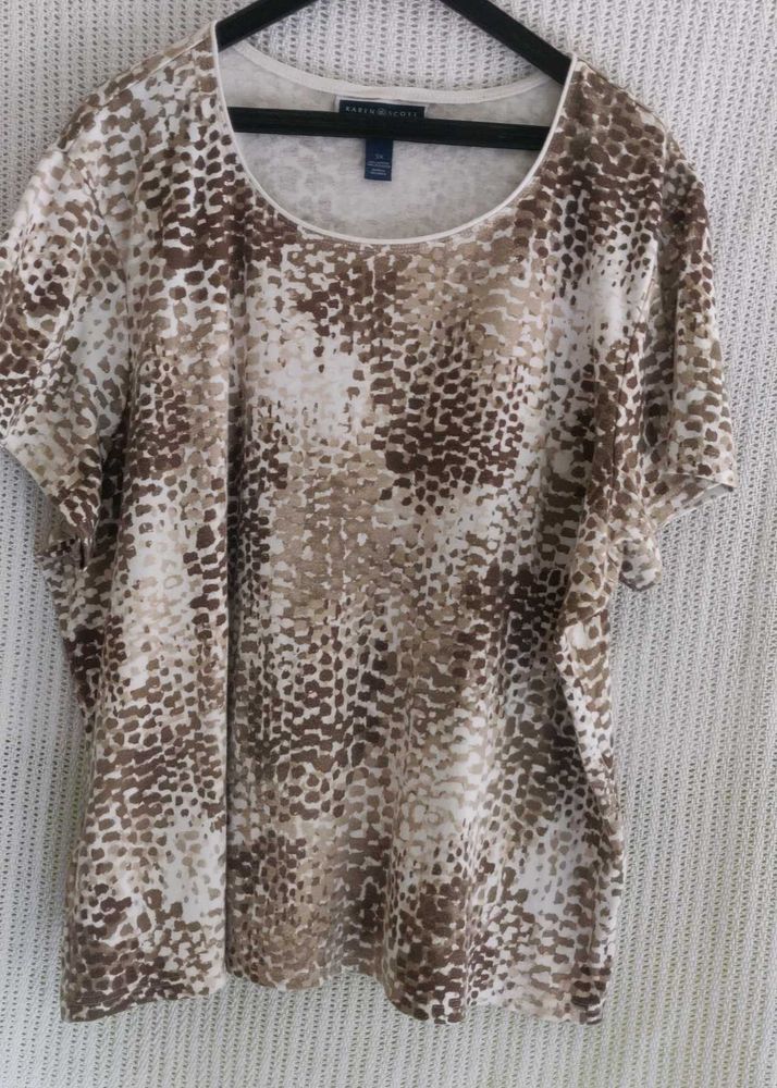 KAREN SCOTT Animal Print Top
