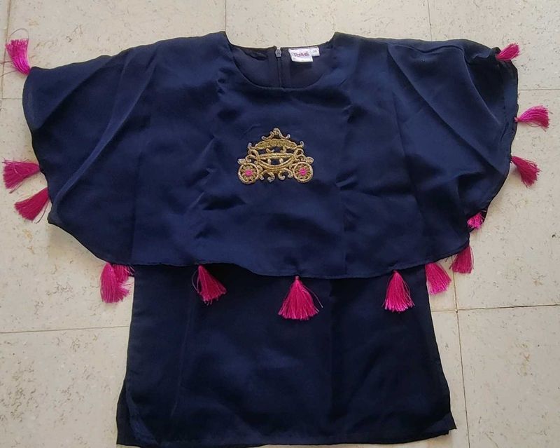 Navy Blue Top/choli with  Tassels