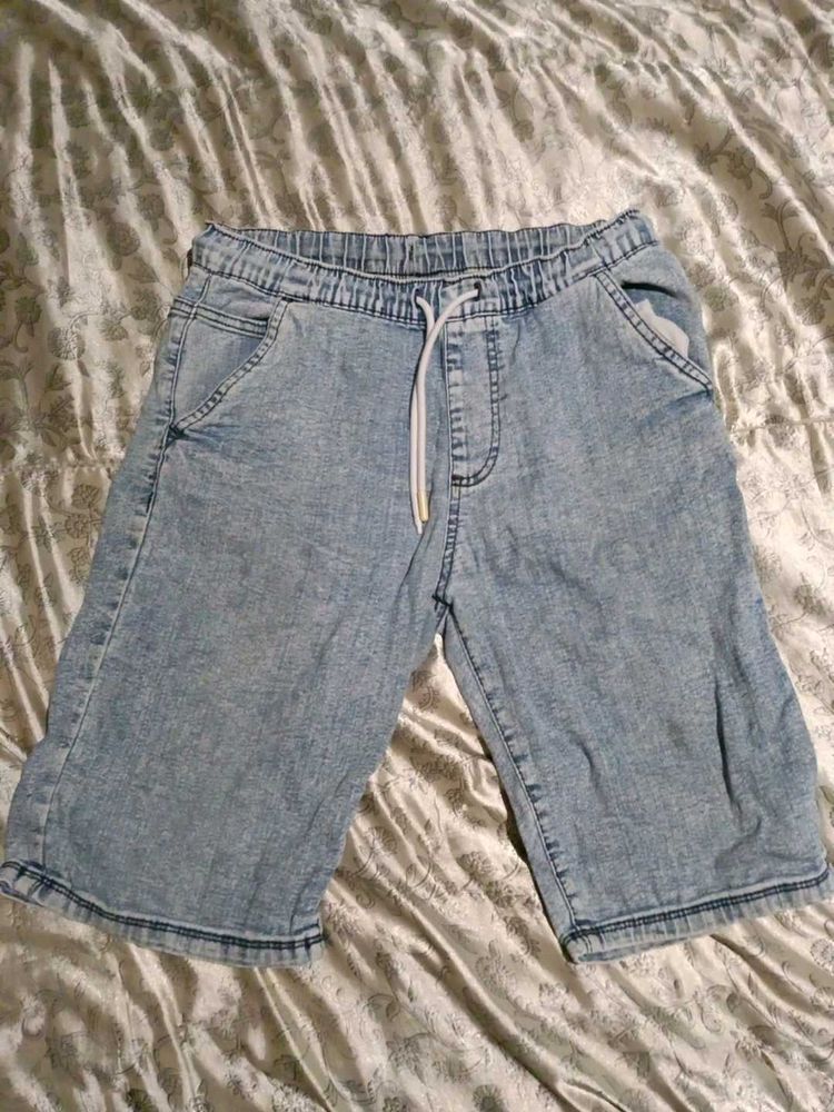 Light Blue Denim Bermuda Shorts