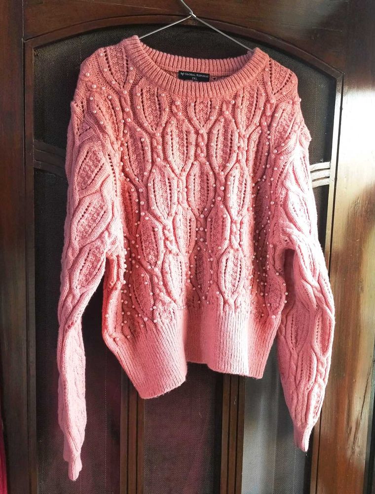 Pearl Embellished Knit Sweater by GLOBAL REPUBLIC