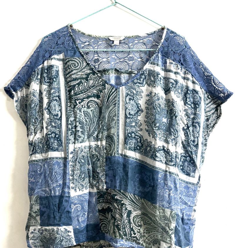 Sky Blue Printed Top