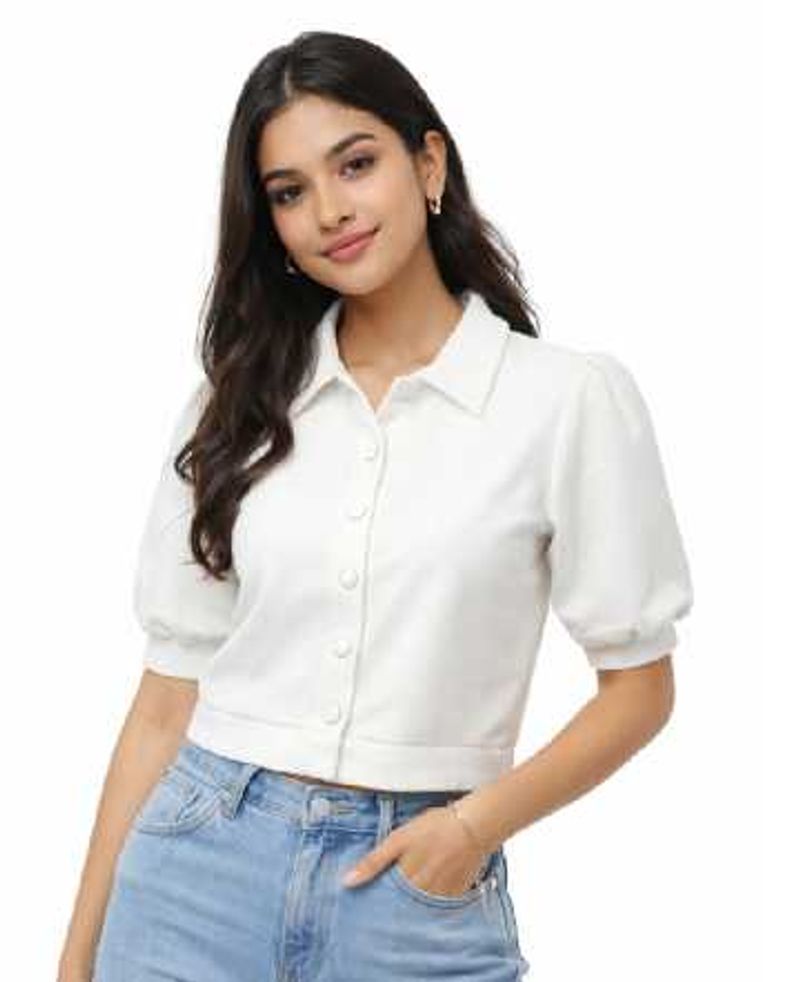 Chic White Crop Shirt