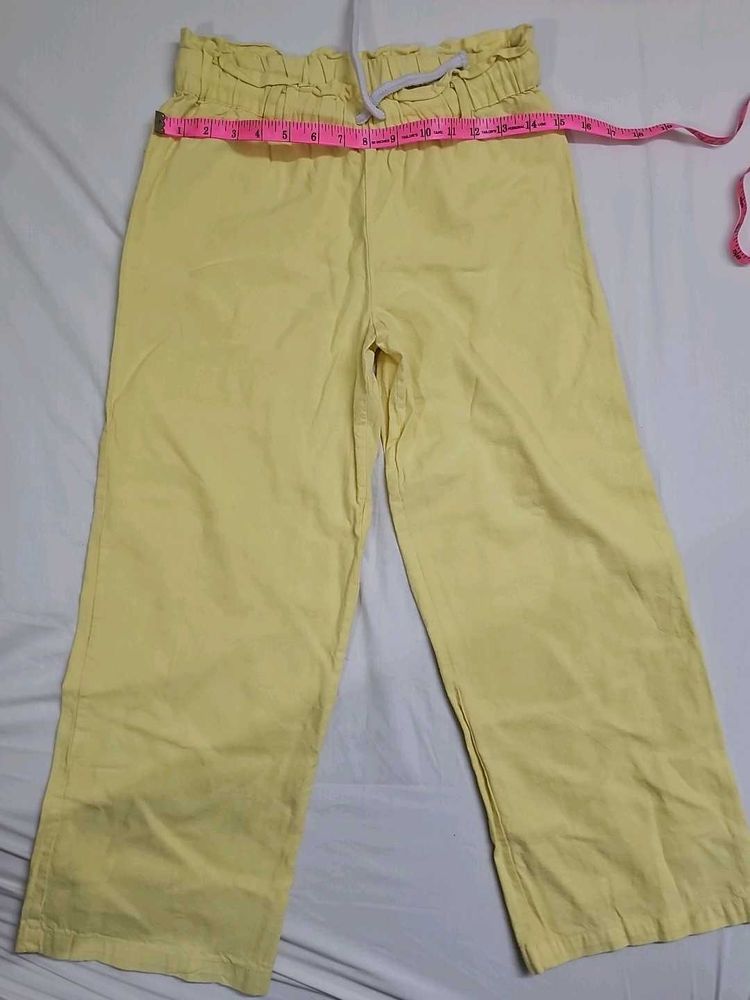 Yellow High-Waisted Wide Leg Pants