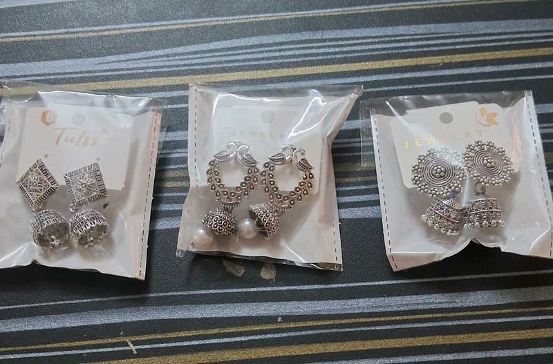 Pack of 3 Earrings Jhumkas Set