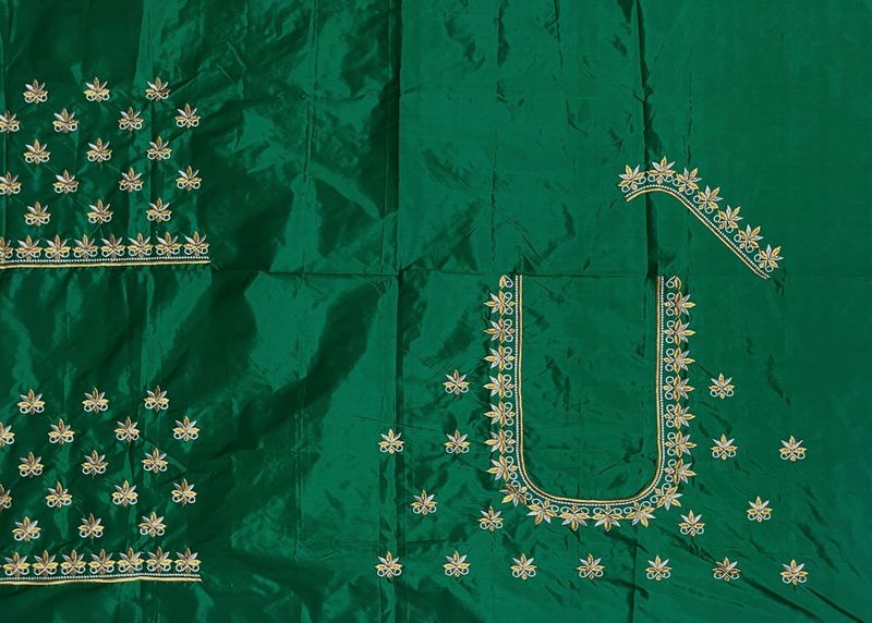 Embroidered Green Blouse Piece - 1.25 mtr