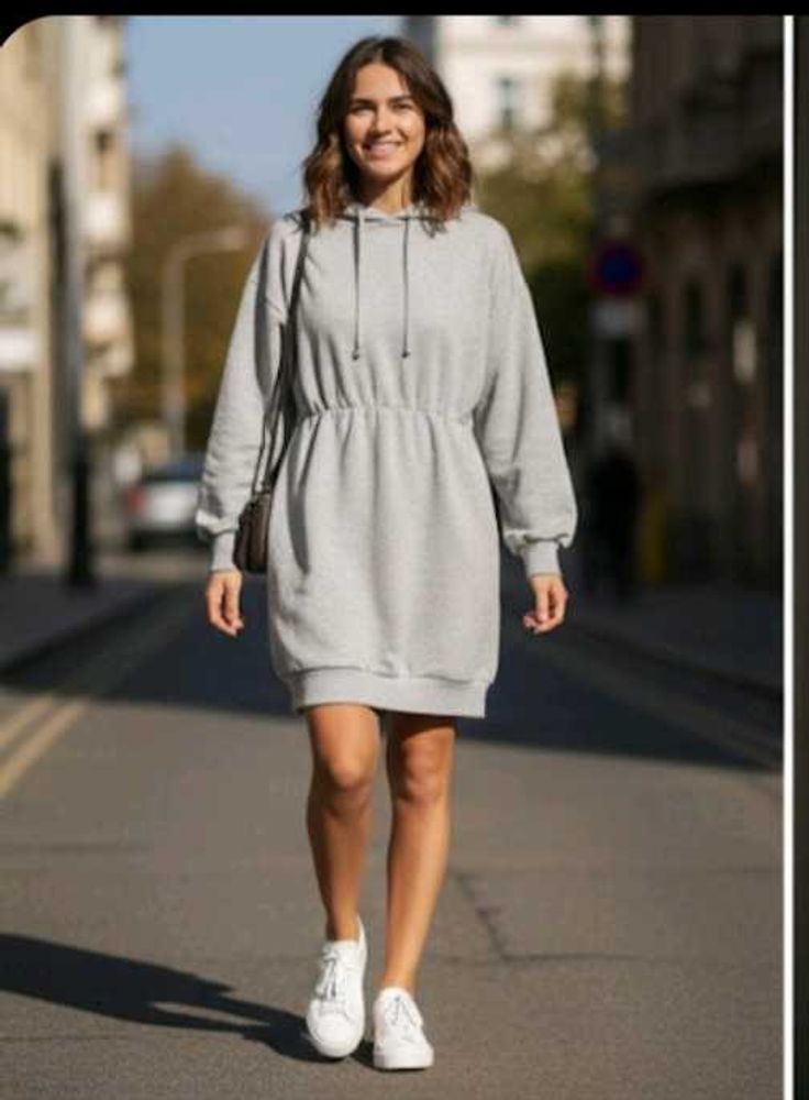 Cozy Grey Hoodie Dress