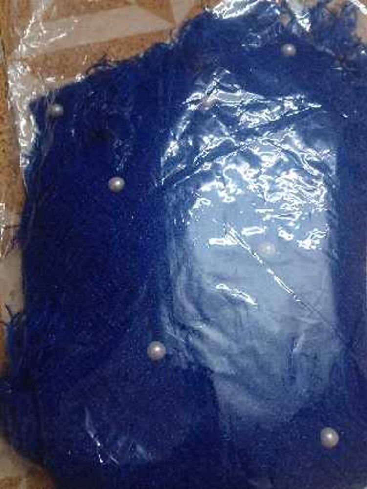 Blue Scarf with Pearls