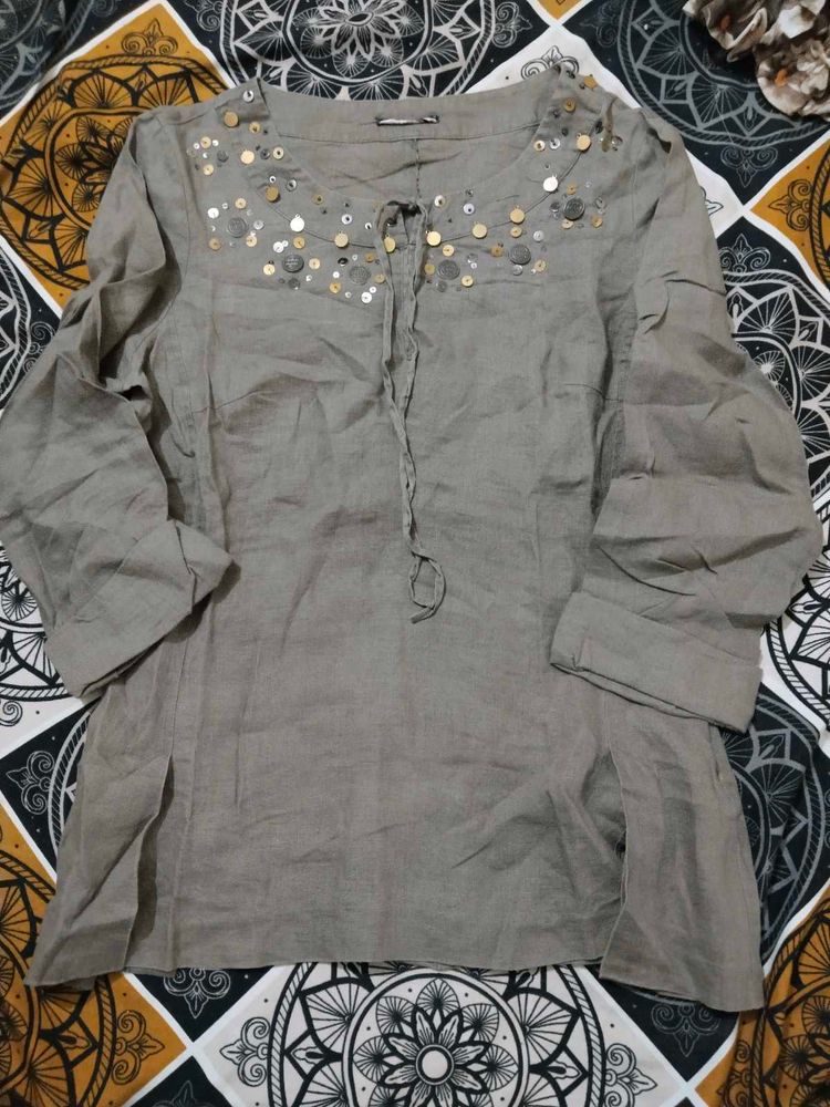 Embellished Linen Tunic