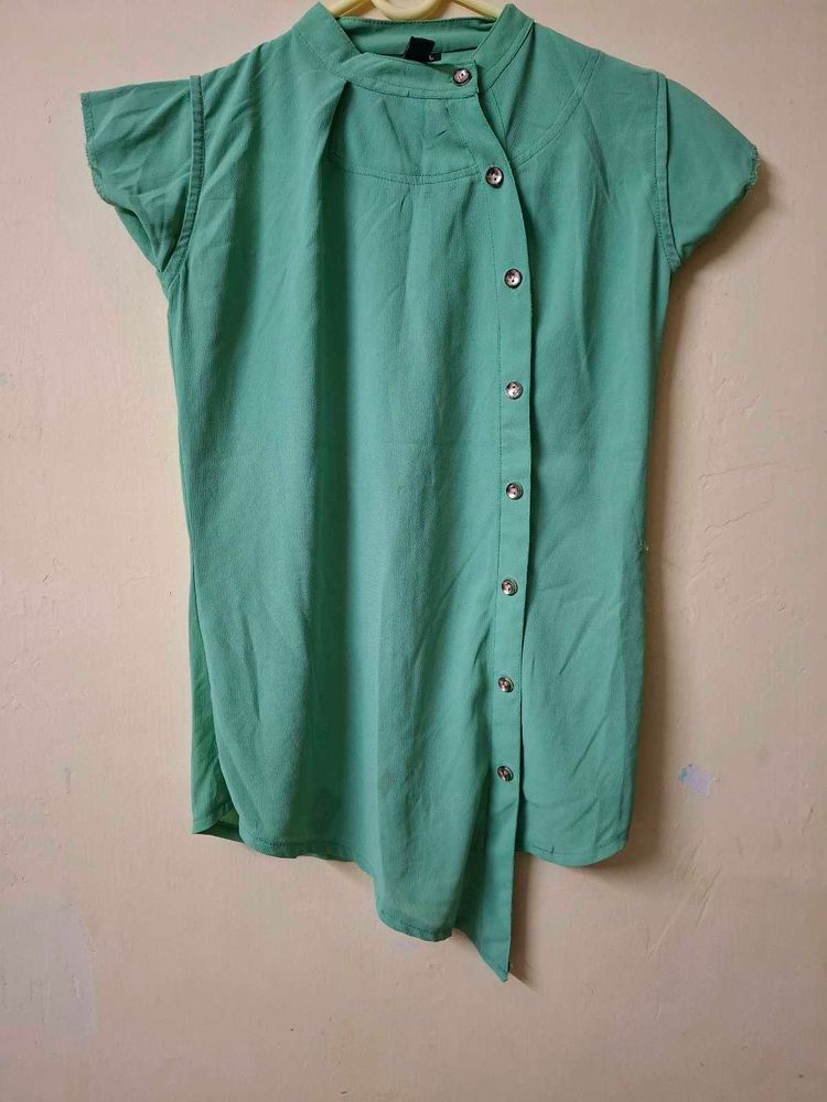 Green Button-Down Top