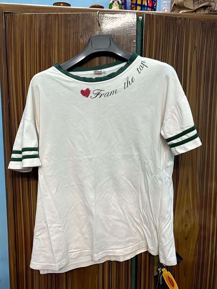White Graphic Print Tee