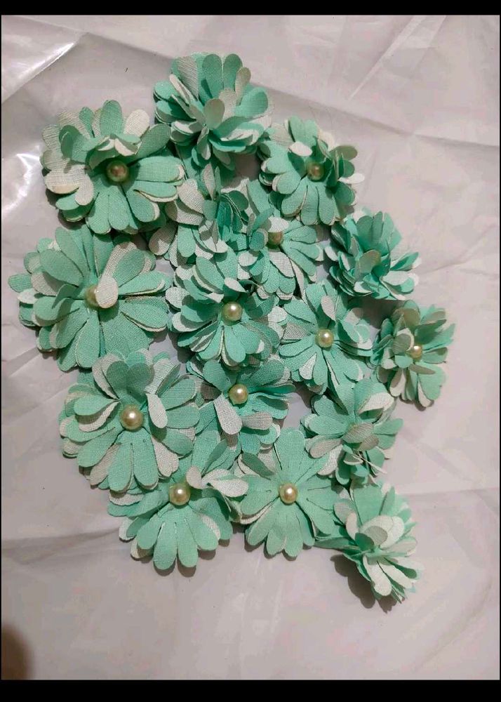 Mint Green Paper Flower Embellishments